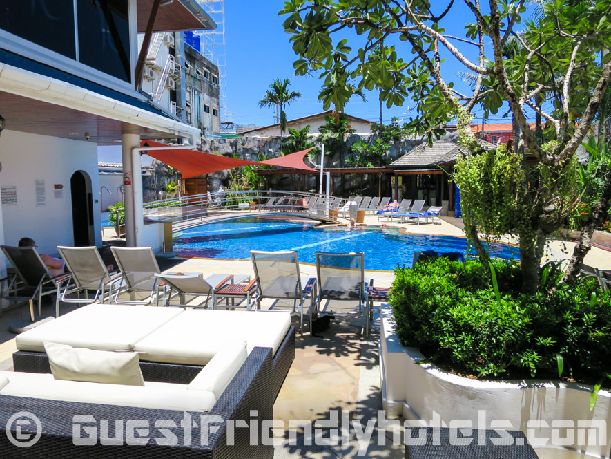 Great place to relax and recover after a long night out drinking by the pool at the Yorkshire Hotel in Phuket
