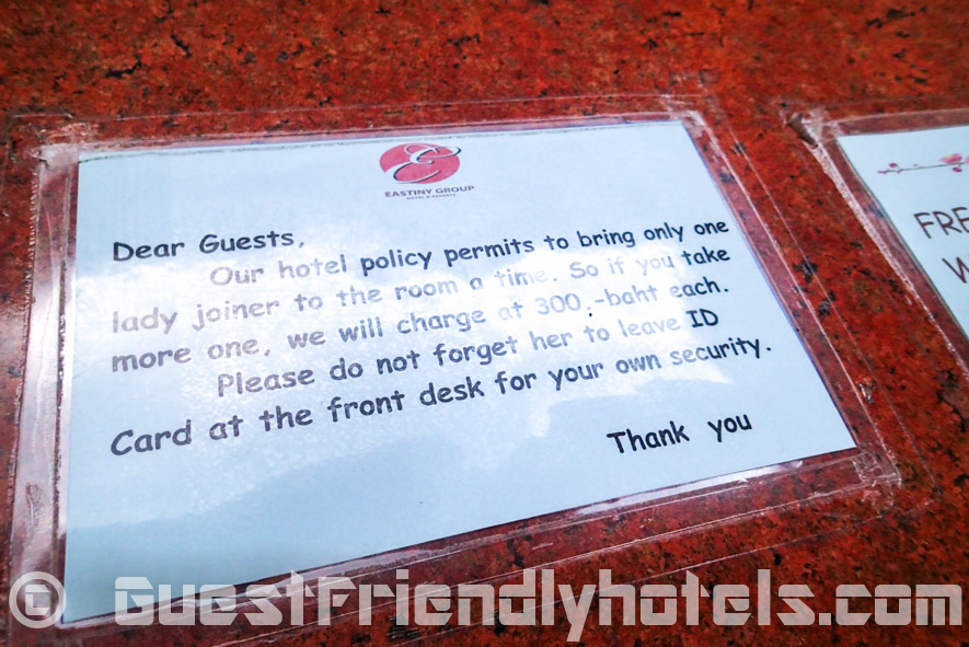 Joiner Policy at Eastiny Seven hotel in Pattaya