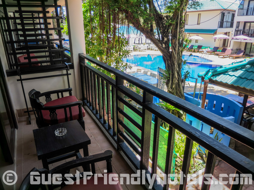 My room balcony overlooking the pool area in Patong Bay Garden Resort