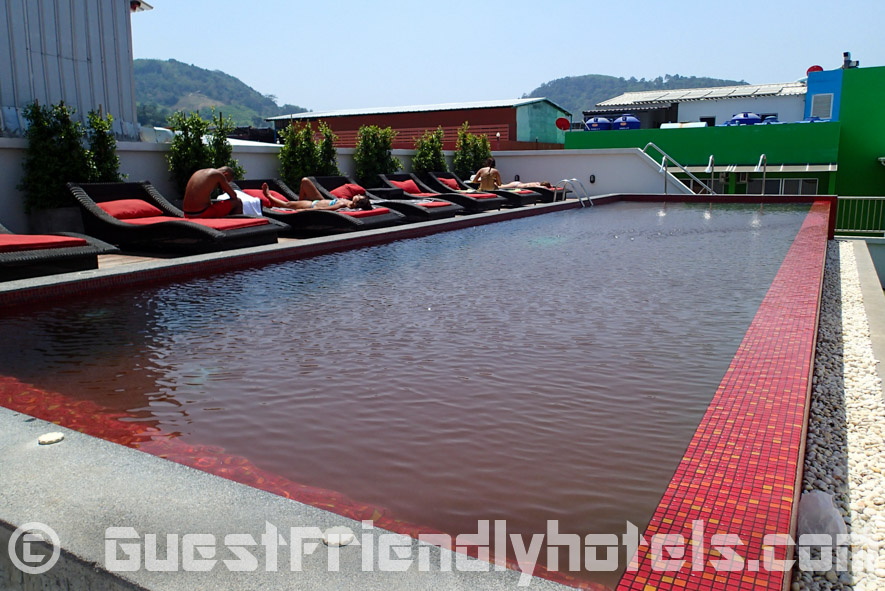 Rooftop swimming pool area at Alfresco Phuket Hotel