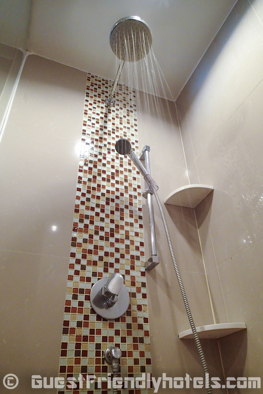 Shower is great in the bathroom of the Aspery Hotel