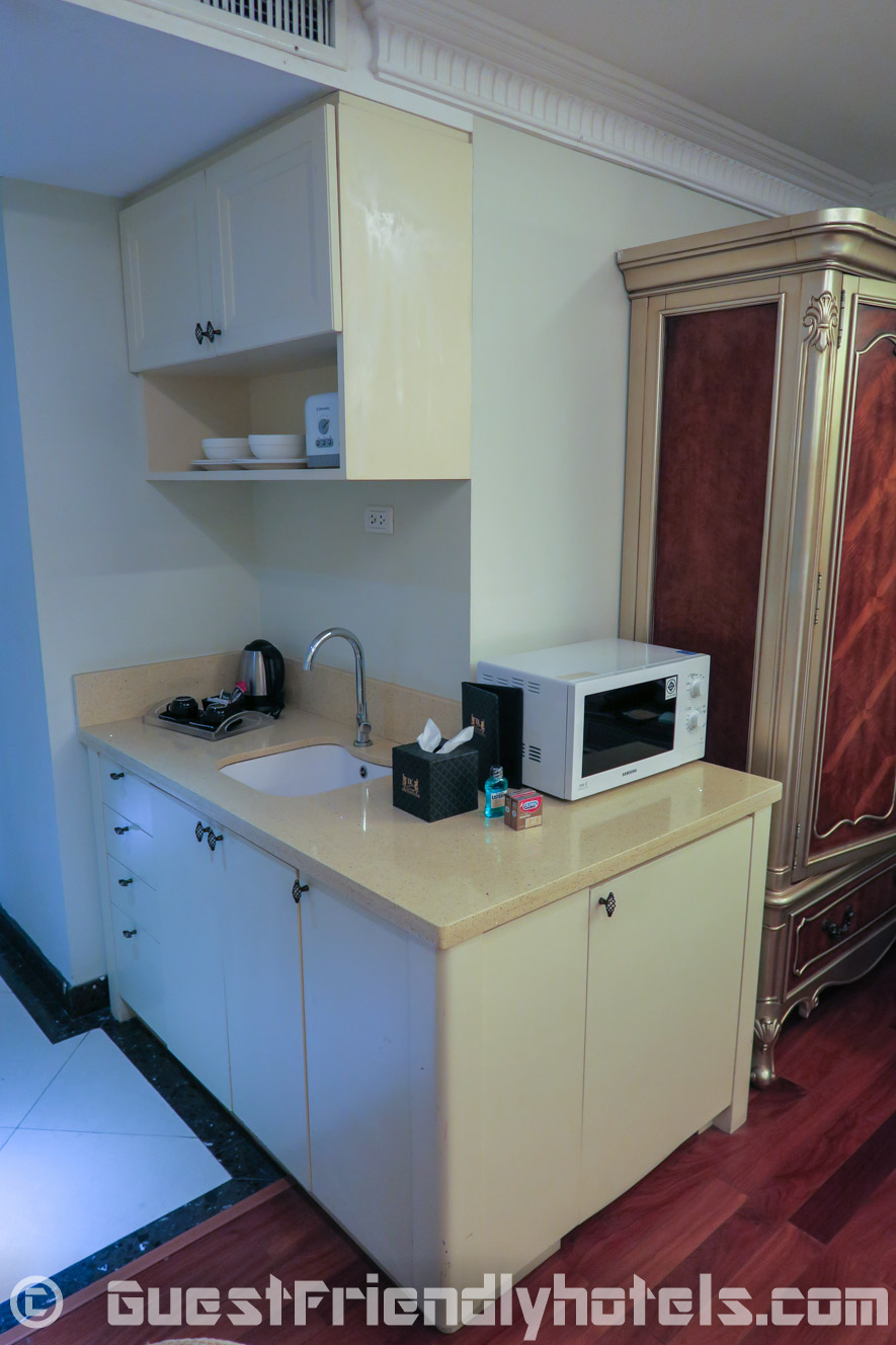 Small Kitchenette corner inside my Deluxe Room at LK The Empress