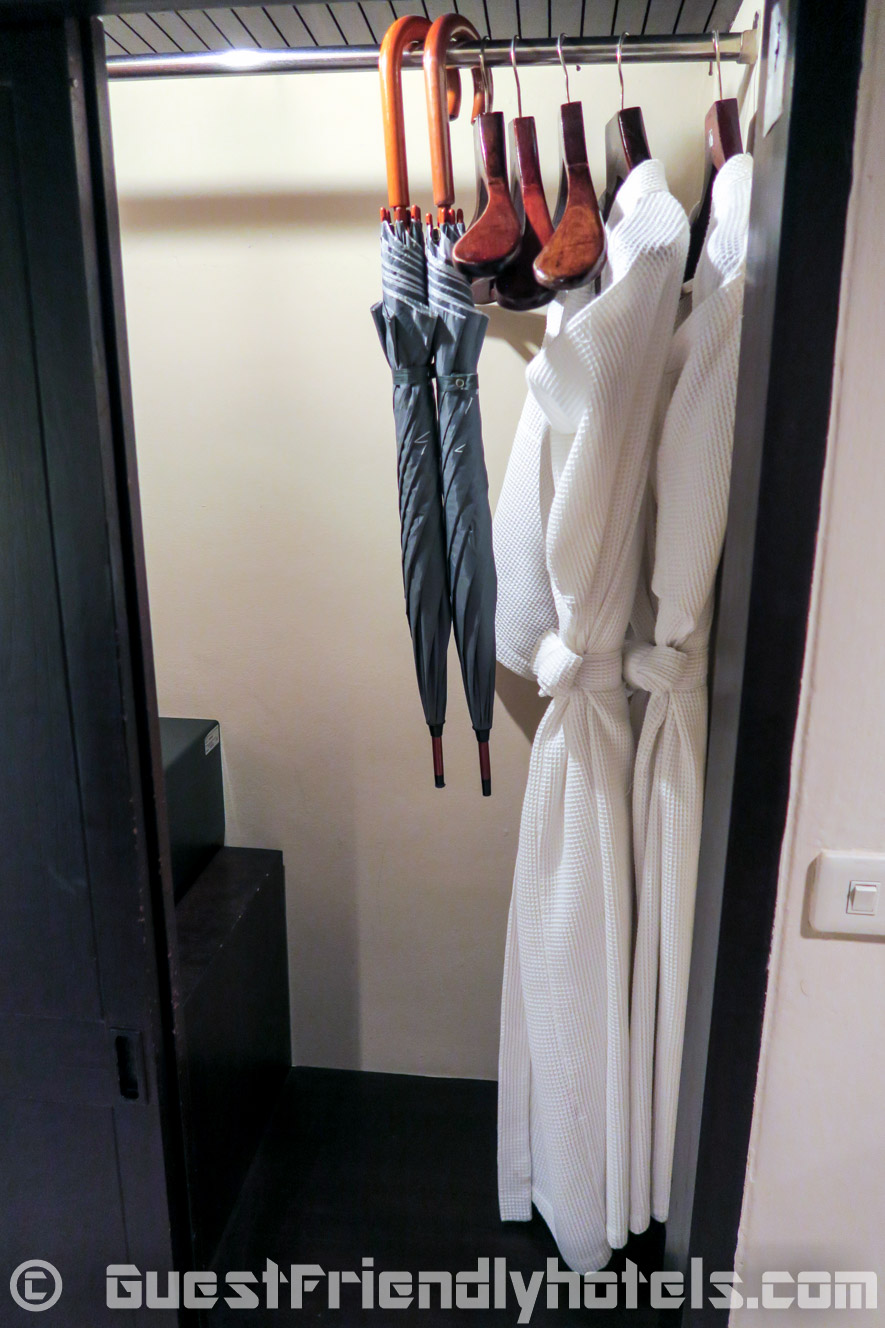 Wardrobes are furnished with bath towels and umbrellas in case of rain at Siam Bayshore Resort and Spa