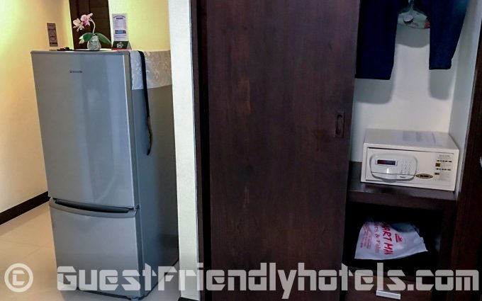 Big fridge and safe in rooms