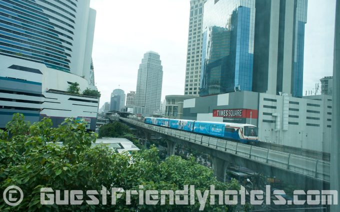View of skytrain passing from room